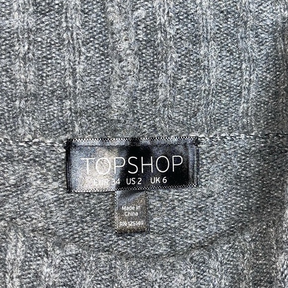 TOPSHOP Gray Ribbed Bell Sleeve Cowl Neck Cozy Oversized Pullover Sweater Size 2 - Picture 8 of 11